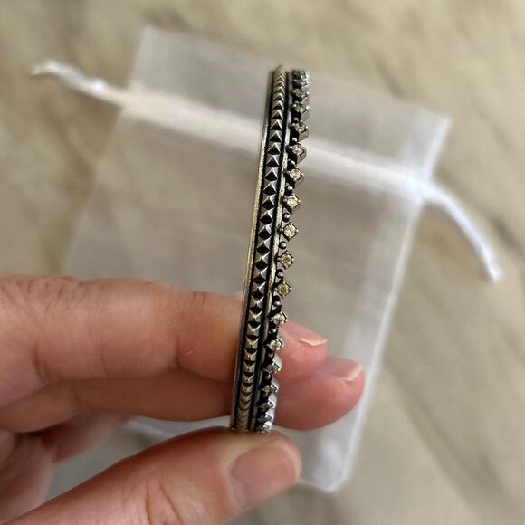 Kendra Scott Mary Caroline Silver Rhodium Crown Mosaic Bangle Bracelet - Picture 3 of 4